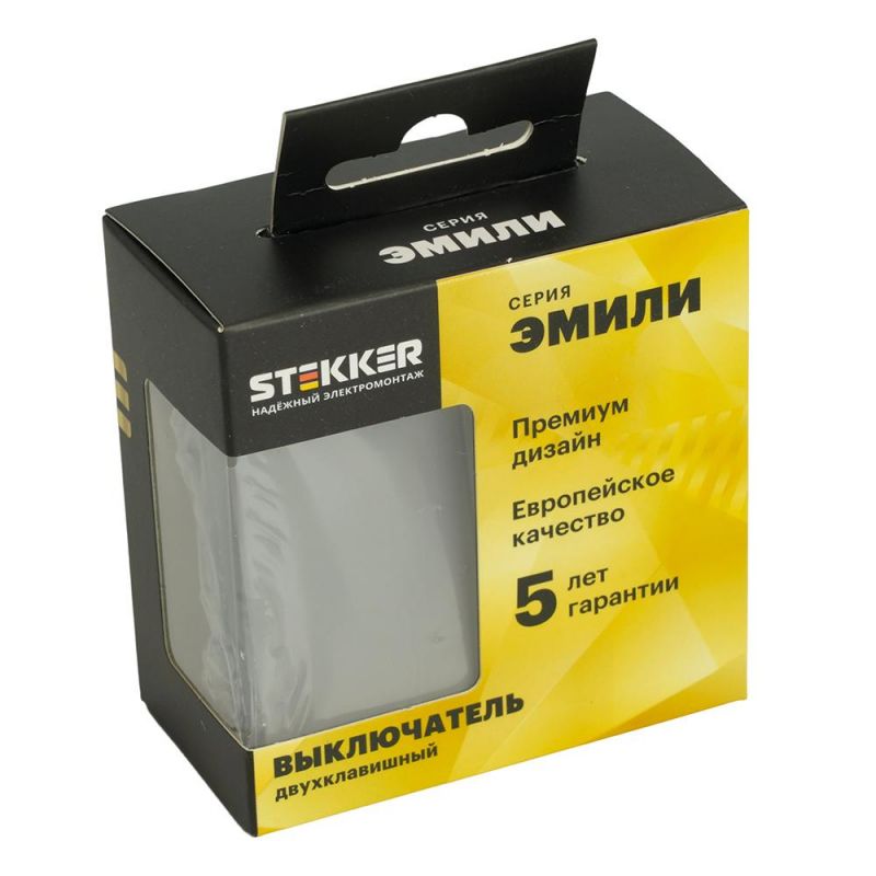 Выключатель двухклавишный Stekker Эмили (механизм) 250В, 10А, RSW10-5104-10, платиново-серый, soft touch  49944 фото 10