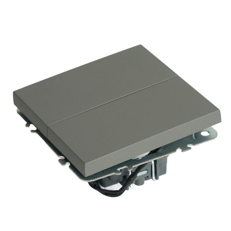 Выключатель двухклавишный Stekker Эмили (механизм) 250В, 10А, RSW10-5104-10, платиново-серый, soft touch  49944 фото 5
