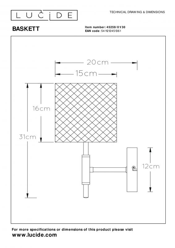 Бра Lucide BASKETT 45259/01/30