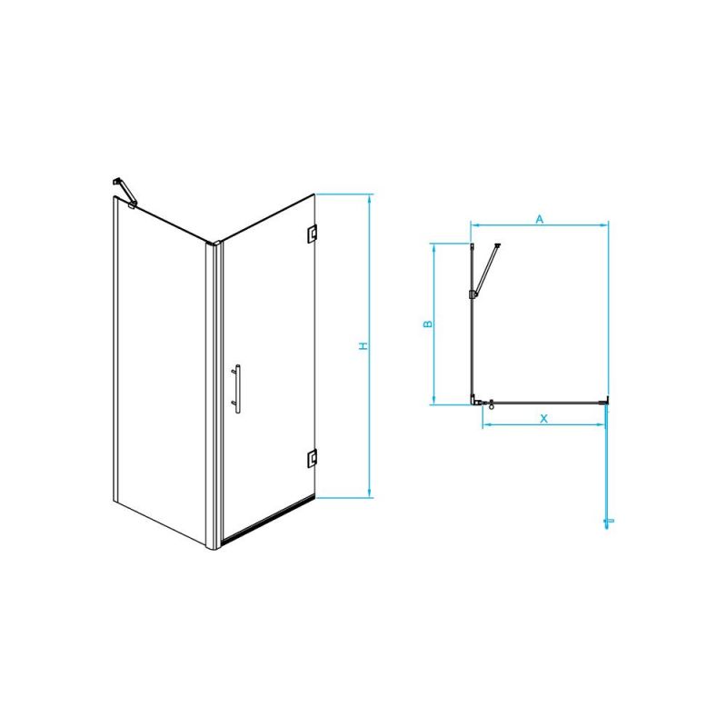 Душевой уголок RGW Hotel HO-045B (HO-011B + Z-050-2B + O-204B), 60x80 см, профиль черный, стекло прозрачное фото 3