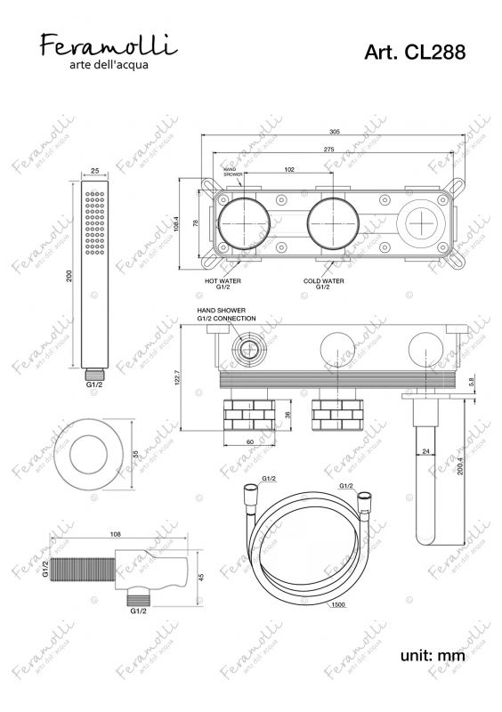 Прогрессивный комплект для ванны и душа Feramolli Amos CL288, хром фото 2