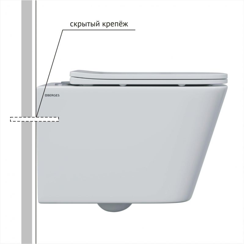 Подвесной унитаз BERGES АТОМ Line FLOE S Rimless 043346 с инсталляцией и белой клавишей смыва фото 10