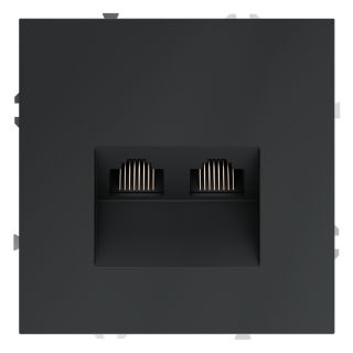 Розетка компьютерная встраиваемая VOLTUM S70 двойная RJ45+RJ45 кат.6, (графит) VLS060207