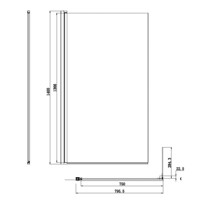 Ограждение для ванны Damixa Skyline DX35WBS-D080-140MT