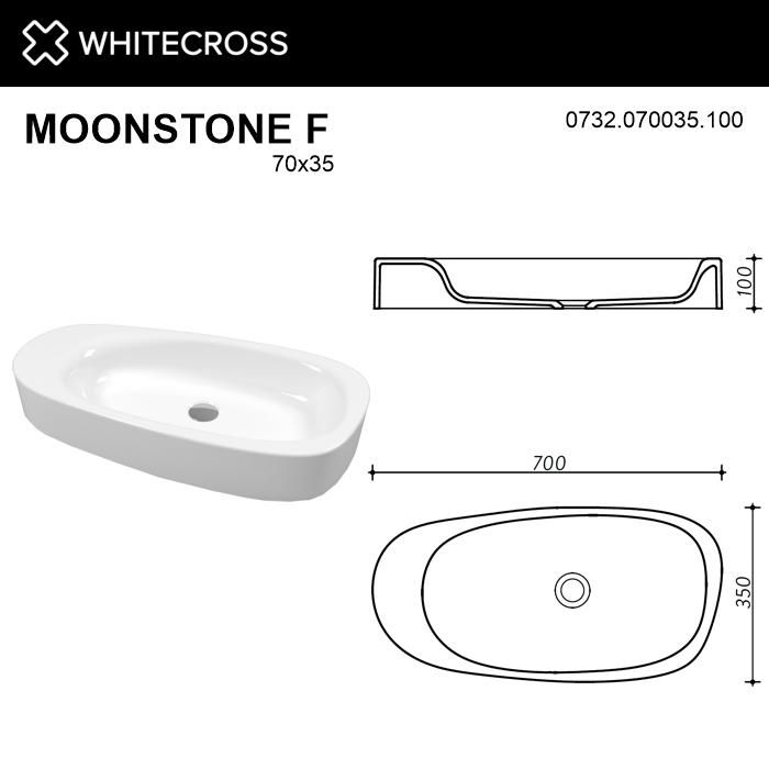 Раковина WHITECROSS 0732.070035.100 Moonstone F 70x35 белый глянец фото 6