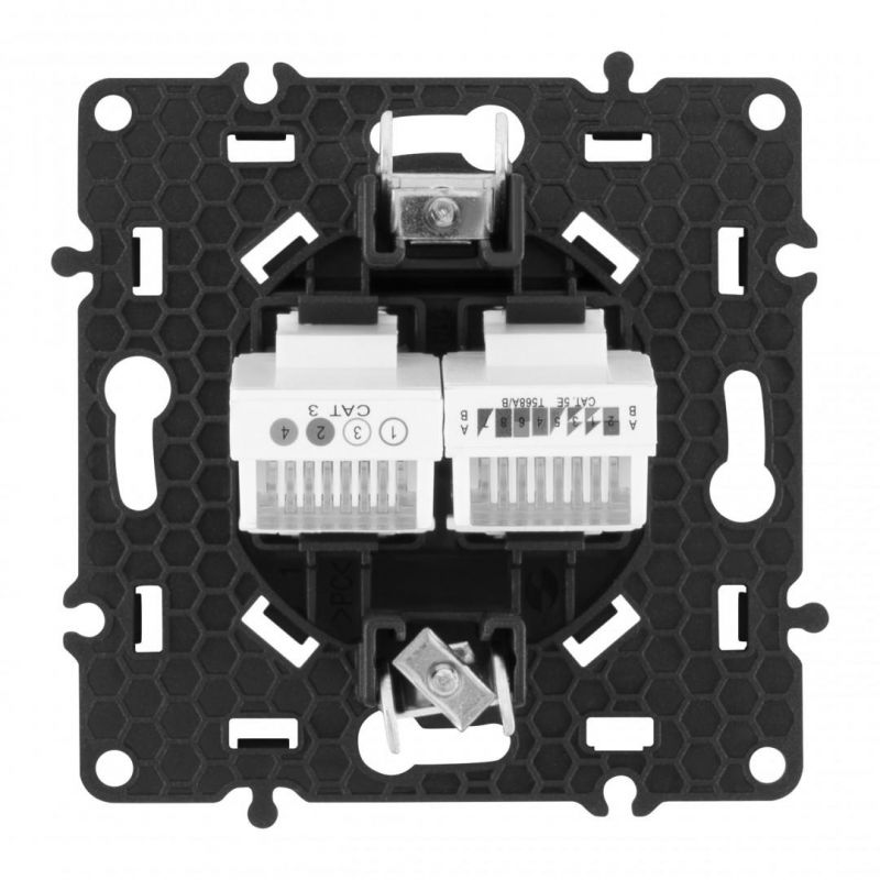 Розетка телефонная RJ11 + компьютерная RJ45 217.44-1.black Arte Milano