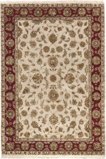 Индийский ковер из шерсти и шёлка Carpet «PLATINUM» AK1507-IVR-DRED 162 x 245 см