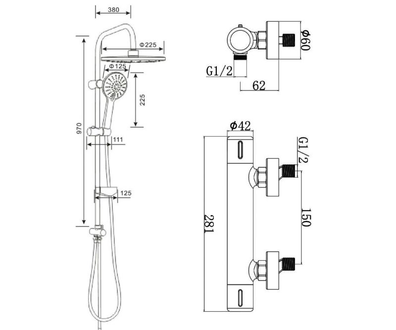 Душевая система Agger Thermo A2492200 с термостатом, хром