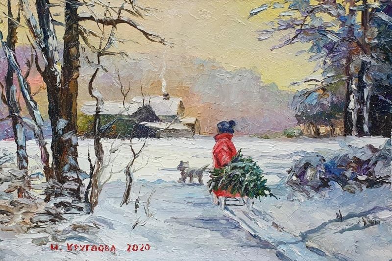 Картина "С Новым годом" 16x22 Ирина Круглова