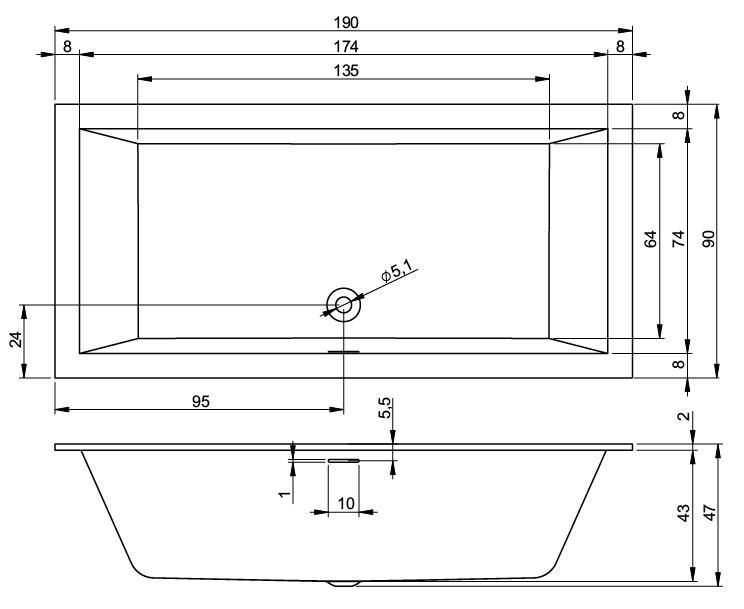 Акрилова ванна Riho Rething B109022005 190х90 см.