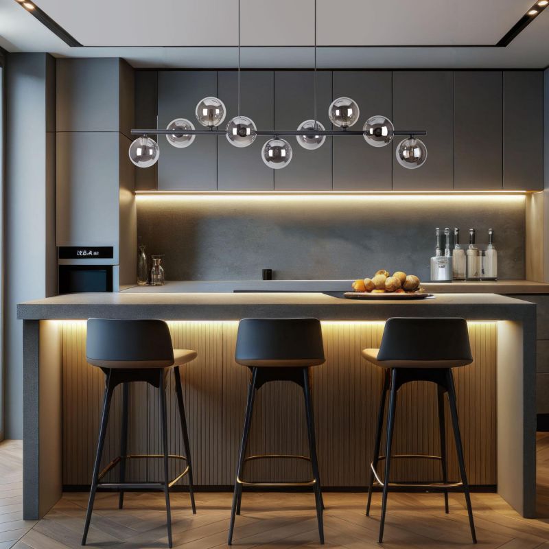 Подвесной светильник со стеклянными плафонами TK Lighting Estera Black 5667 фото 4