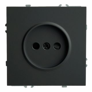 Розетка одноместная с з/ш, б/з (механизм) Stekker Эмили, СЗК, 250В, 16А, RST16-5109-05ZK, черный уголь, soft touch 50250