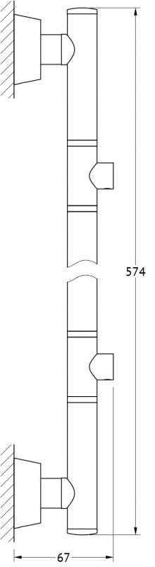 Штанга настенная для 2-х аксессуаров 58 cm FBS Vizovice VIZ 074 фото 2