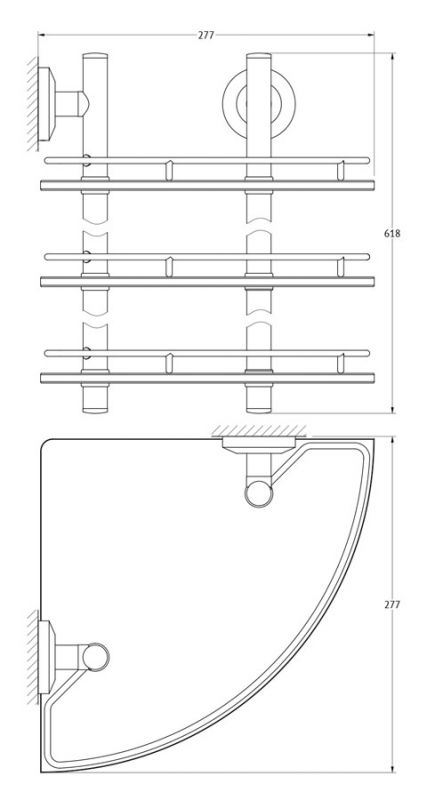 Полка угловая 3-х ярусная 28 cm FBS Standard STA 073