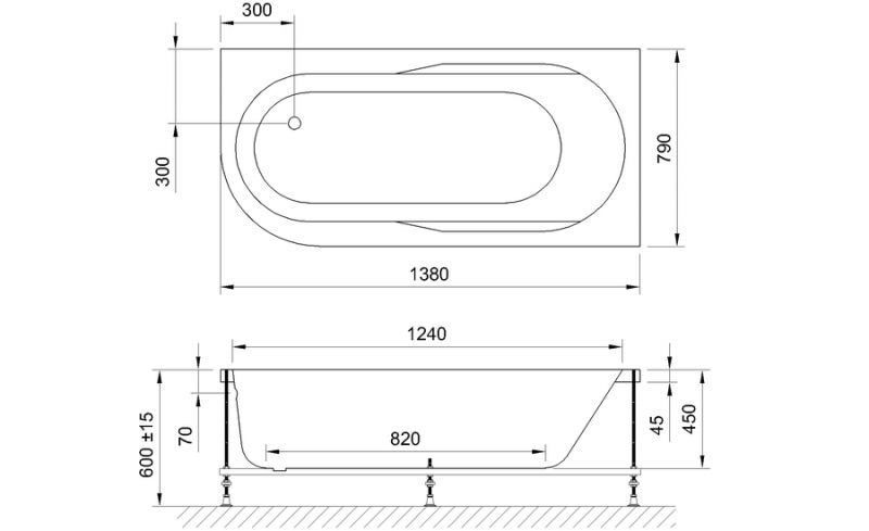 Акриловая ванна Royal Bath Azur RB614200R 140x80 R фото 4
