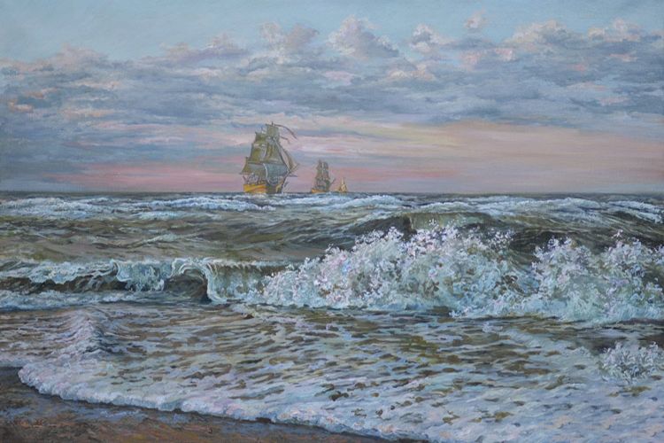 Картина "Морской прибой" Панов Эдуард Парфирьевич