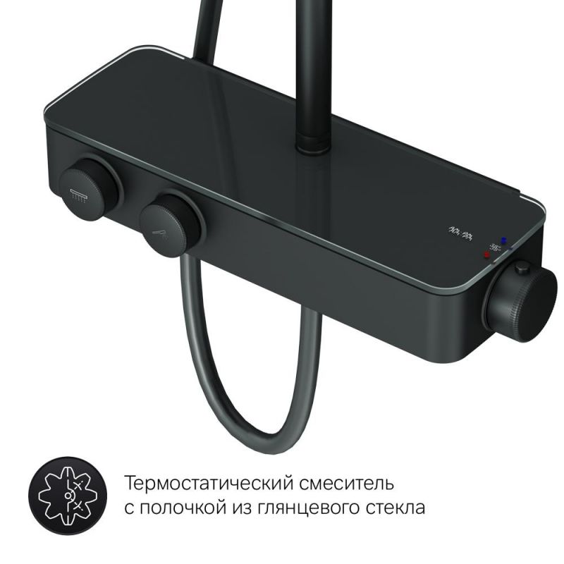 Душевая стойка с термостатом AM.PM Inspire V2.0 F0750A422 черная