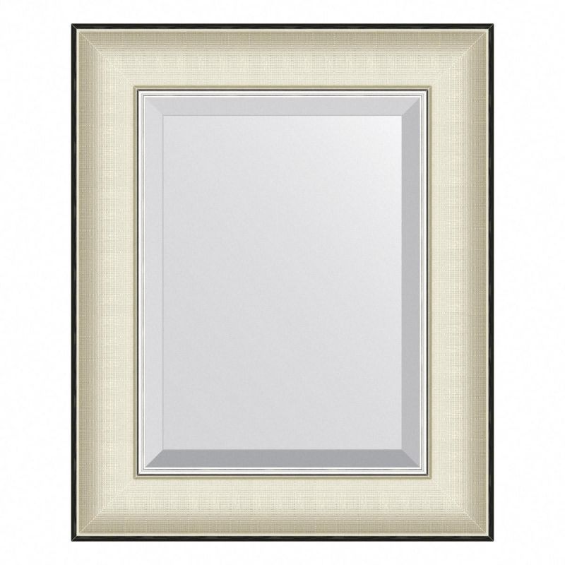 Зеркало настенное с фацетом Evoform Exclusive в багетной раме белая кожа с хромом, 44х54 см, BY 7448