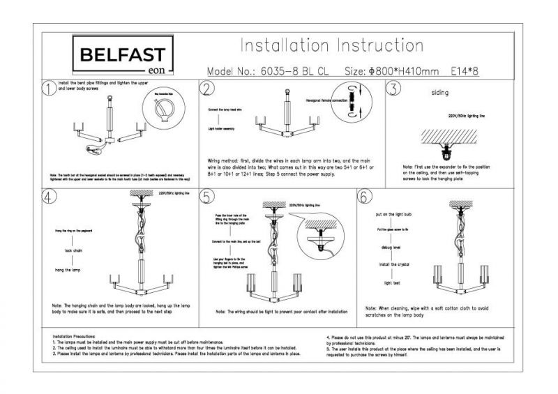 Подвесная люстра Belfast Malone 6035-8 BL CL