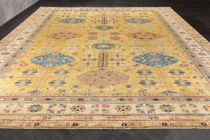 Пакистанский ковер из шерсти Carpet «KAZAK ROYAL» 23532-GLD-IVR 399 x 505 см