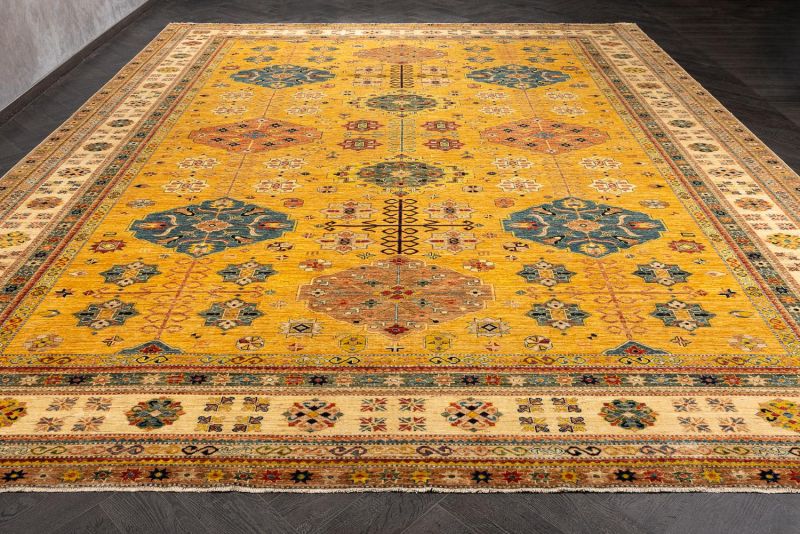 Пакистанский ковер из шерсти Carpet «KAZAK ROYAL» 23532-GLD-IVR 399 x 505 см