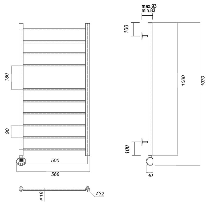 Полотенцесушитель электрический Domoterm Медея П10 500x1000 EL фото 4