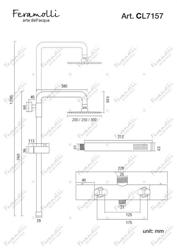 Душевая система с термостатом Feramolli Termostato CL7157-10, хром