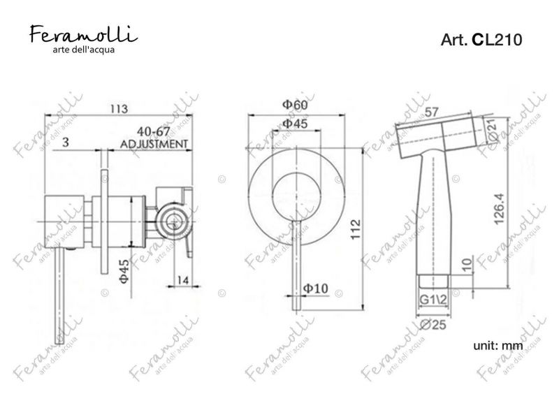 Комплект гигиенического душа Feramolli Ele CL210, хром