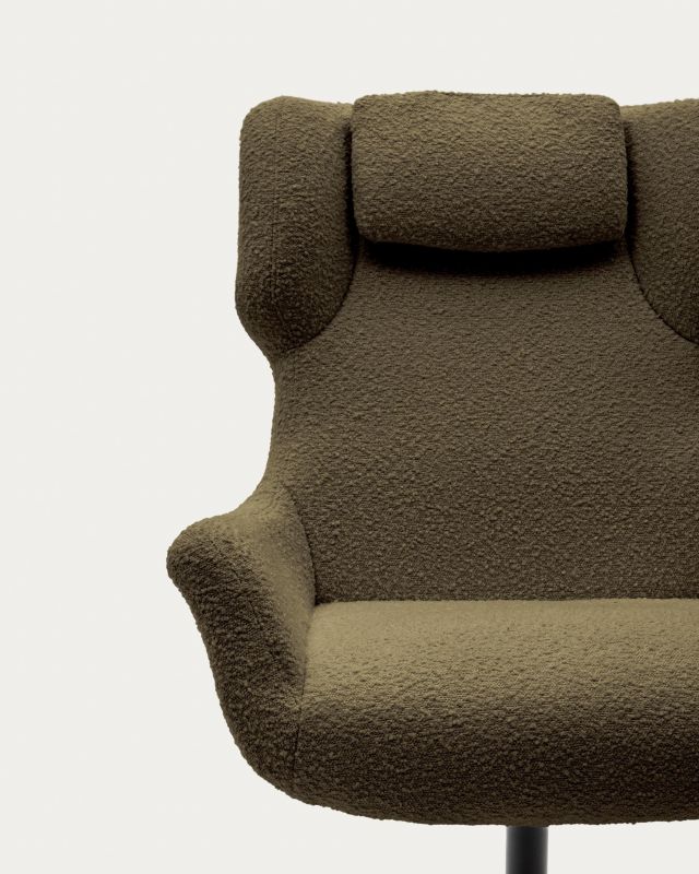 Вращающееся кресло La Forma (ex Julia Grup) Zalina BD-2859673 с подлокотниками из темно-зеленой ткани букле