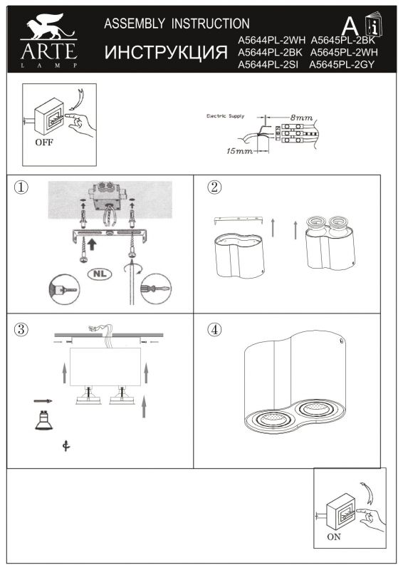 Светильник потолочный Arte Lamp Falcon A5645PL-2BK