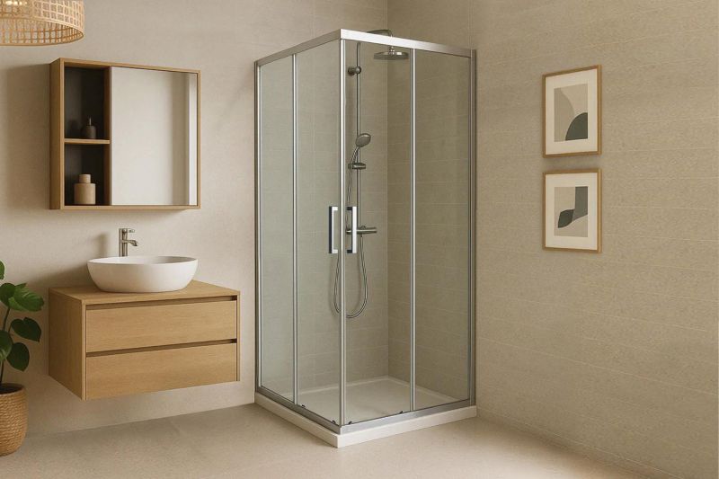 Душевой уголок Royal Bath HPD RBHPD-T-ST 95 профиль хром матовый, стекло прозрачное фото 2