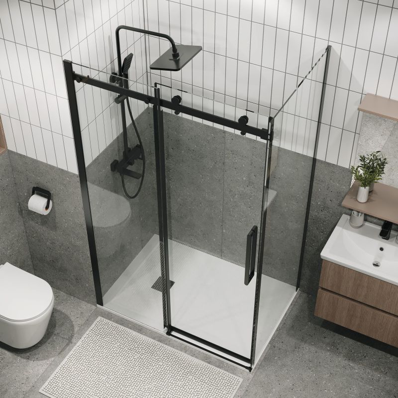 Душевой уголок Grossman Classic 120.K33.04.1410.21.00, 140х100 см, профиль черный матовый, стекло прозрачное фото 5