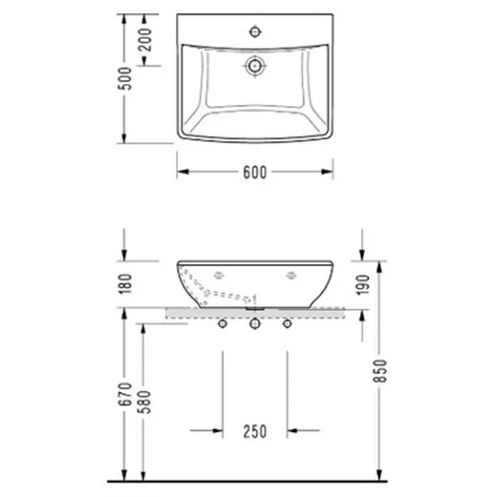 Раковина Serel WASHBASIN 60x50x19 2045