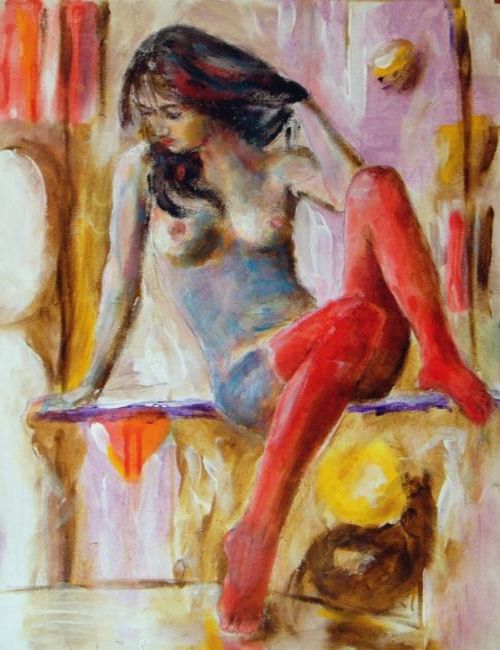 Картина "Девушка на качелях и играющий мангуст" Григорий Жадько