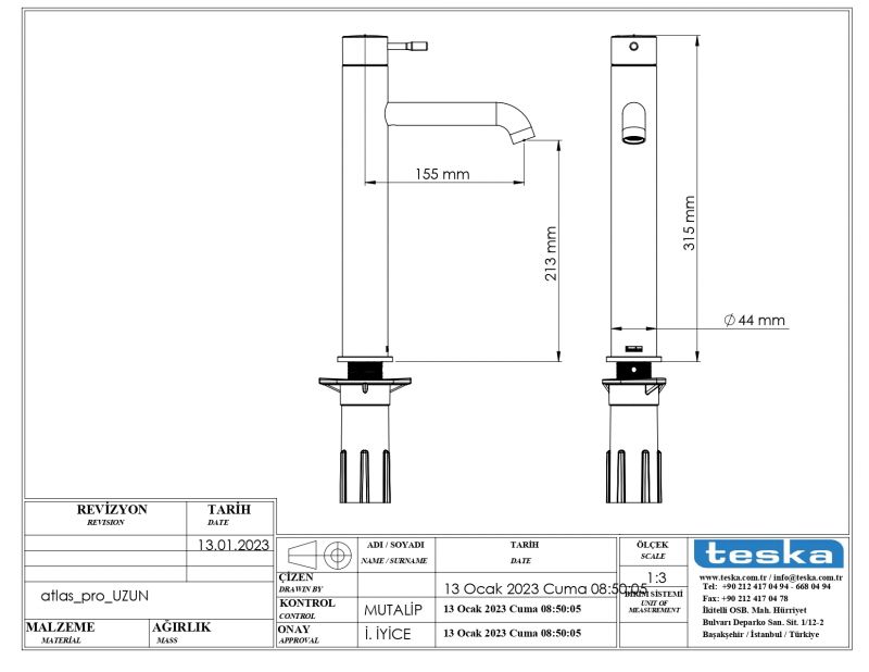 Смеситель для раковины Teska Atlas Leo L E5729, розовое золото