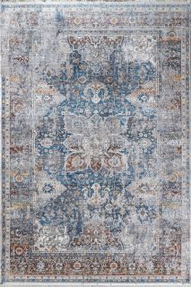 Турецкий ковер из полиэфирного шёлка Carpet «MYSTIC» 0688A-NAVY-GREY 160 x 230 см