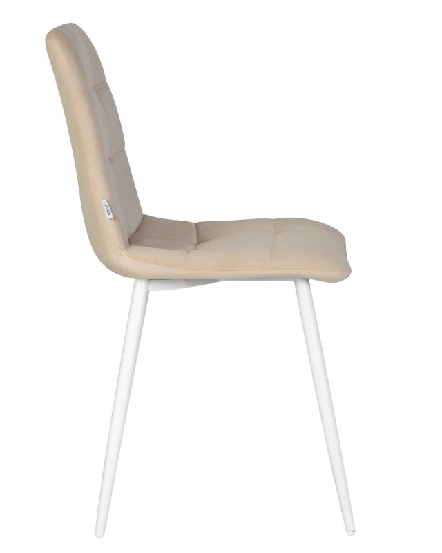 Обеденный стул Dobrin 005 DOBRIN CHILLY, цвет сиденья бежевый Holland 07, цвет основания белый