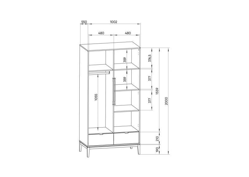 Шкаф Ellipsefurniture Fjord 2-х створчатый (белый) FJ010101010101 фото 7