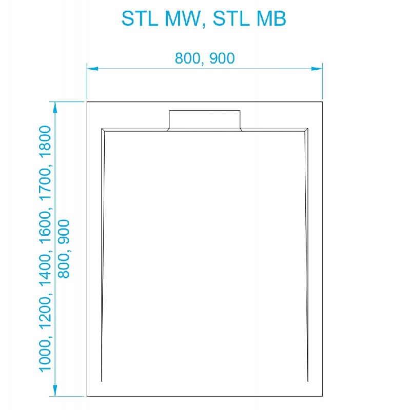 Душевой поддон прямоугольный RGW STL MW Белый мрамор (800x1000)