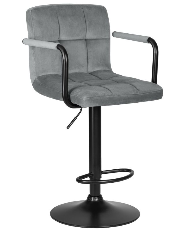 Стул барный DOBRIN KRUGER ARM BLACK, серый велюр (MJ9-75) 5011_BlackBase-LM KRUGER ARM BLACK фото 1