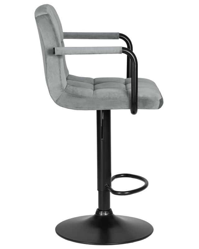Стул барный DOBRIN KRUGER ARM BLACK, серый велюр (MJ9-75) 5011_BlackBase-LM KRUGER ARM BLACK фото 3