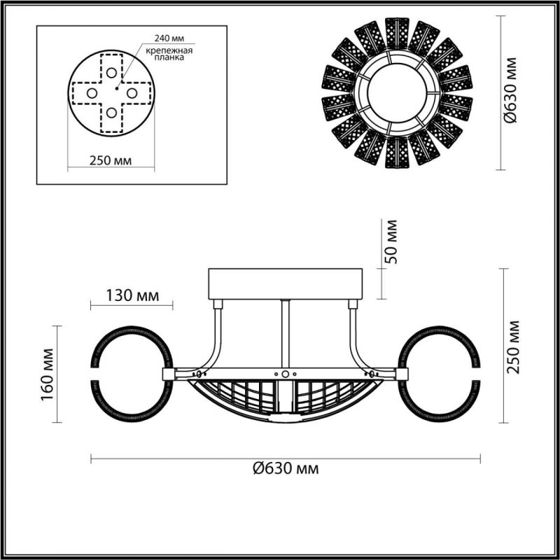 Люстра Odeon Light античн.бронза/металл/акрил LED 104W 5646лм MIRAGE 5030/104CL