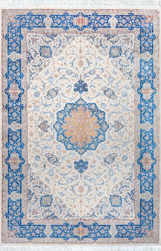 Иранский ковер из шёлка и акрила Carpet «MASTERPIECE QUM» 036-21-ISFAHAN BLUE-CREAM 200 x 300 см фото 1