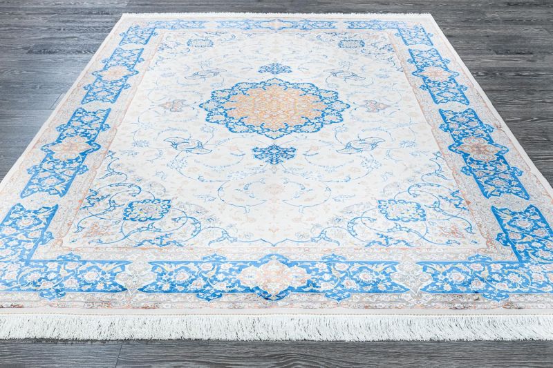 Иранский ковер из шёлка и акрила Carpet «MASTERPIECE QUM» 036-21-ISFAHAN BLUE-CREAM 200 x 300 см фото 2