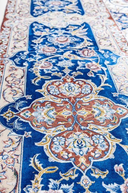 Иранский ковер из шёлка и акрила Carpet «MASTERPIECE QUM» 036-21-ISFAHAN BLUE-CREAM 200 x 300 см фото 8