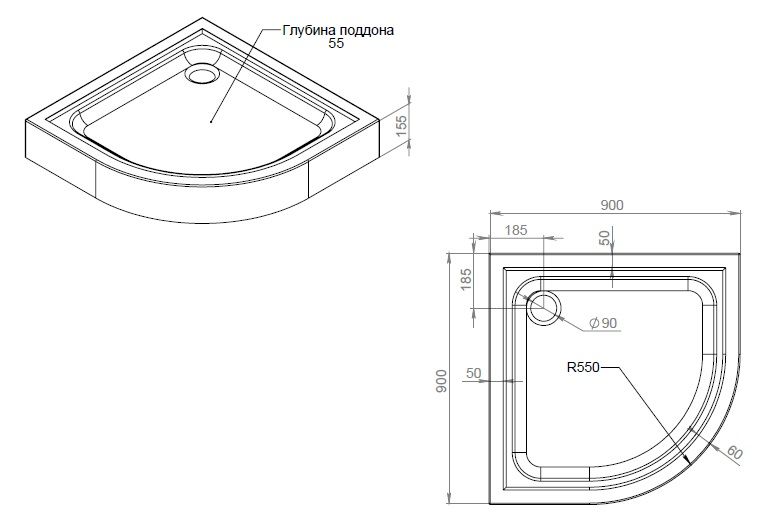 Поддон AM.PM Gem W90T-401-090W