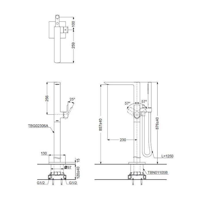 Смеситель для ванны Toto GR TBG02306R