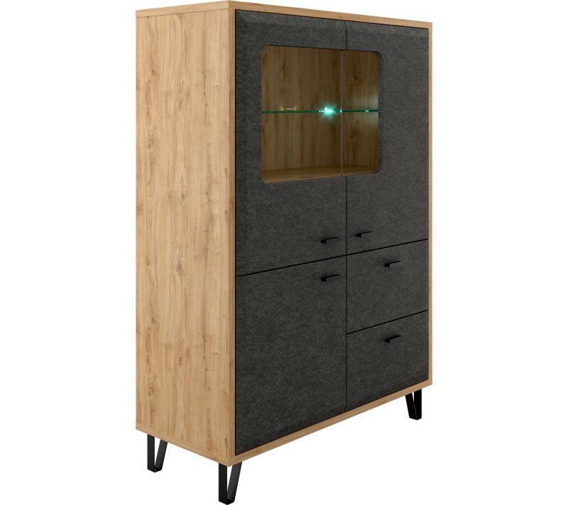 Тумба с подсветкой Black Red White GRACE BD-2250091, KOM2W1D2S с подсветкой Дуб наварра/Графит фото 2