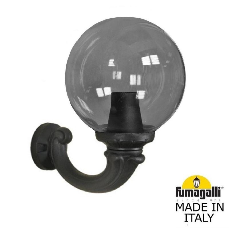 Уличный светильник-бра FUMAGALLI GLOBE 300 черный, дымчатый G30.132.000.AZF1R фото 1