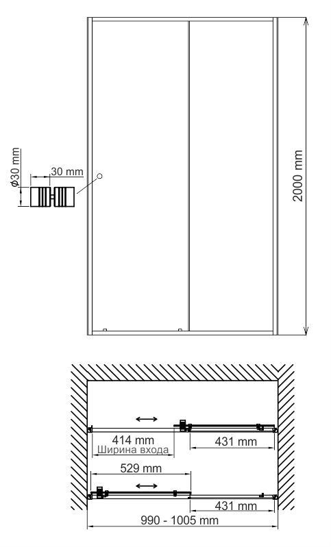 Душевая дверь WasserKRAFT Rhin 44S12 100 см